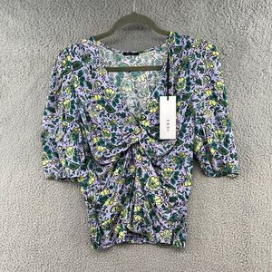 IKKS paris women’s flower print draped blouse size EU 40 NWT